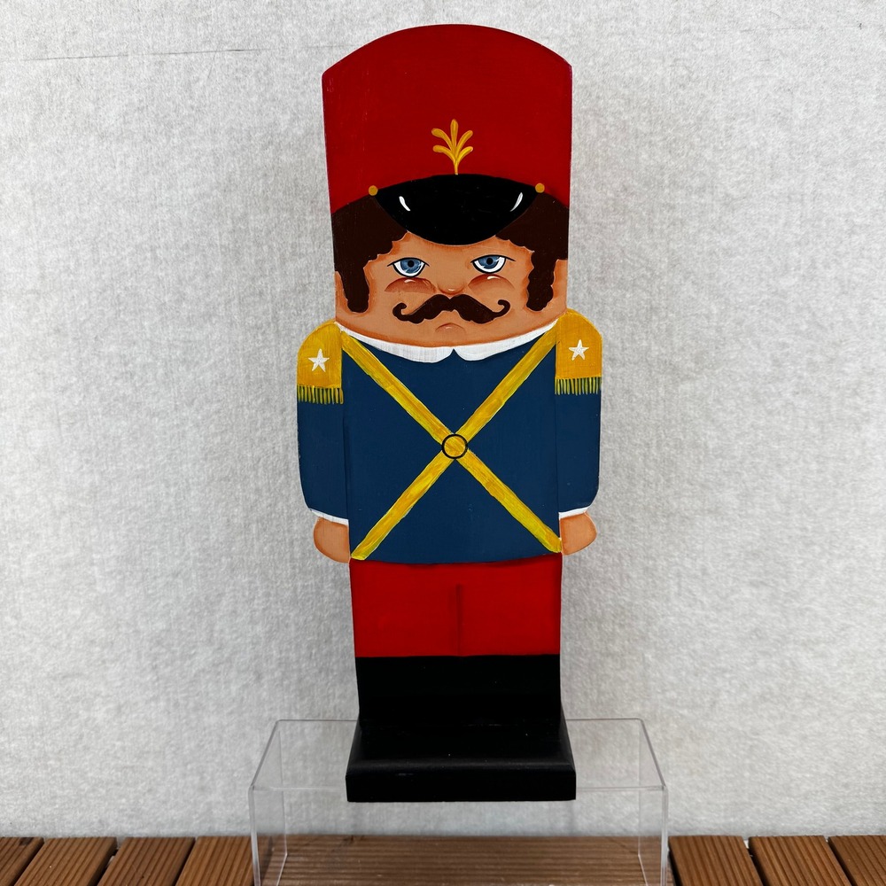 Vintage Hand Painted Wooden Toy Soldier Nutcracker Figure Signed M Worthington